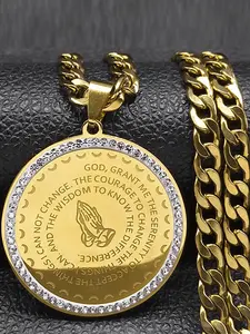 Hip Hop Men's Necklace, Stainless Steel Religious Male Necklaces, Cuban Link Chain, Fashion Jewelry Accessories for Men As Gift