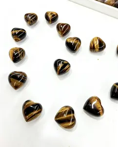 1pc Natural Yellow Tiger's Eye Heart Shaped Stones, Polished Gemstone Carvings for Love, Luck, and Energy Healing