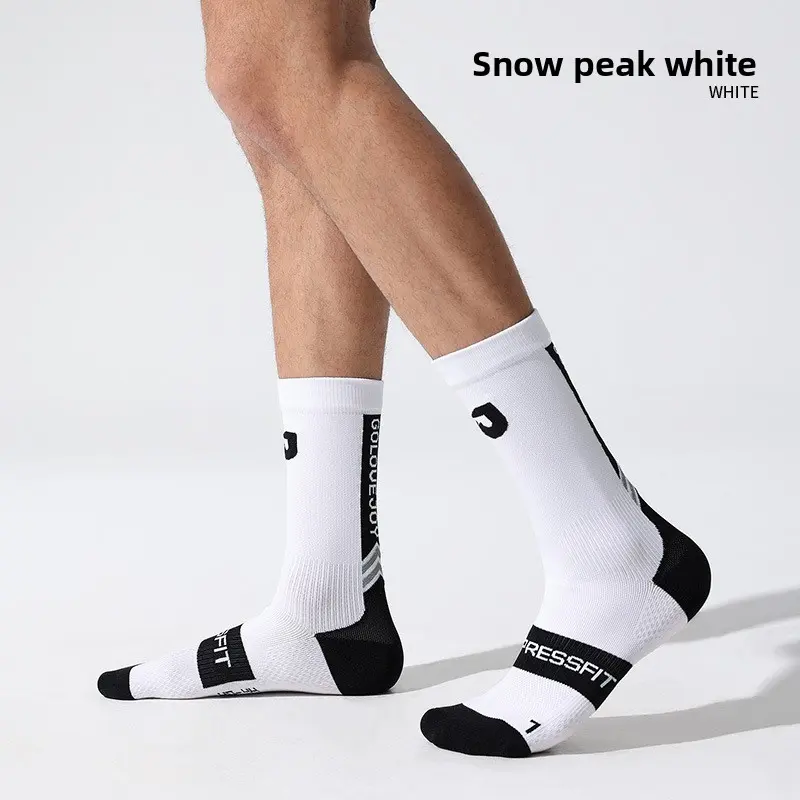 Sports socks Running fitness basketball cycling socks Bicycle sweat-absorbing non-slip shock-absorbing medium tube reflective pressure socks