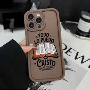 Bible Verse Aesthetic Christian Phone Case for iPhone 16 15 14 Pro Max 13 12 11 XR XS Plus E Shockproof Drop Protection Rugged Durable Silicone Cover Cellphone Protective