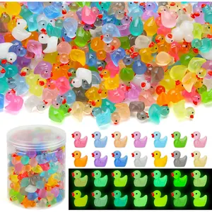 240pcs Luminous Mini Resin Ducks, Tiny Animals Bulk Glow in The Dark Small Plastic Miniature Ducks Figures  Dollhouse Decor Micro Garden Home Landscape Aquarium Craft Gifts Party Favors Toys
