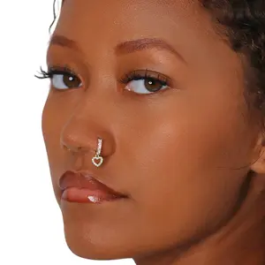 STATEMENT GOLD | Dangling Heart Nose Hoop