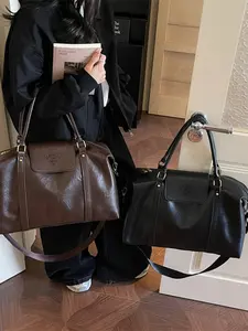 Large Capacity Short Trip Travel Bag for Women, New Vintage Handbag, Single Shoulder Boston Bag, Fashion Crossbody Bag, All Seasons