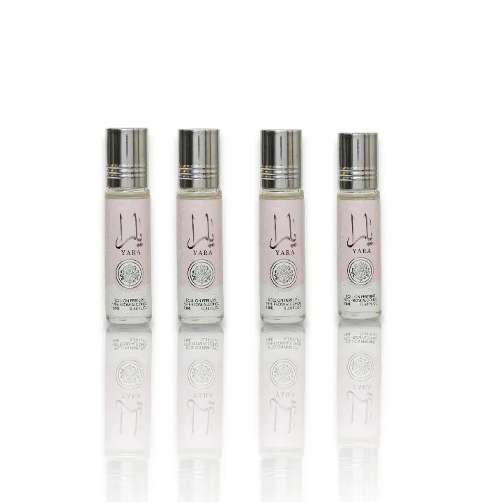 Ard Al Zaafaran Unique Floral Citrus Scent EDP Yara Roll-On Oil, 4-Pack Multi-Pack Fragrance Set, 10 ML Per Alcohol-Free Bottle, Long-Lasting
