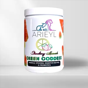 Arieyl's NEW Strawberry Lemonade Green Goddess Drink: Minerals, Vitamins, Digestive Enzymes & Probiotics Dietary