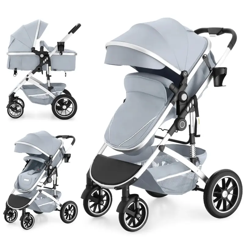 Black Friday 6-in-1 Convertible Baby Stroller with Bassinet Reversible All-in-One Pushchair Adjustable Canopy & Foldable Lightweight Frame-Infant Carrier to Toddler Travel System for 0-36 Months Grey ergonomic, Bassinetbaby, Folding Newborn Stroller, Trav