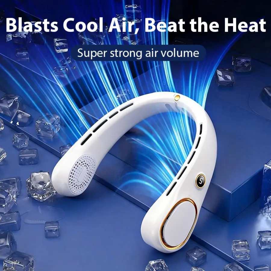 Bladeless Neck Fan, 360° Airflow Upgrade, Super Quiet 3-Speed 3000mAh USB-Rechargeable Hands-Free Personal Wearable Portable Fan, Fan Portable