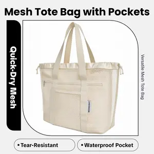 Aibesser Mesh Beach Tote Bag with Inner Waterproof Pocket Large Capacity Quick-Dry Sandproof Easy to Clean Perfect for Beach Pool Gym and Travel outdoorfun