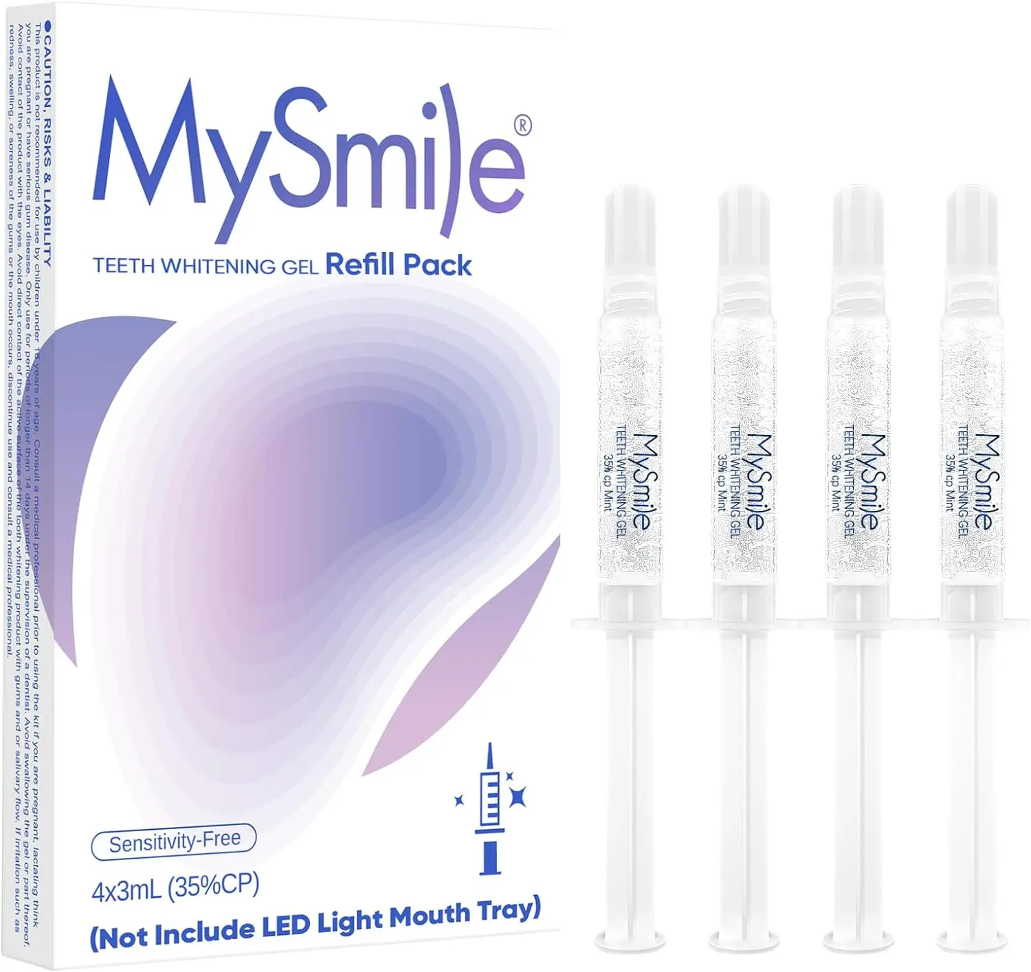 MySmile Teeth Whitening Gel Refills, 4 Pack with 35% Carbamide Peroxide, Gentle & Non-Sensitive Oral Care for Adults, Mint Flavor, Tooth Decay, Multi-Pack, Brightens, Fresh, Selfcare, Yellowteeth