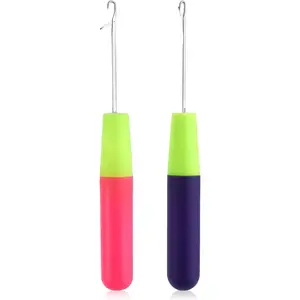 2 Packs Latch Hook Crochet  Latch Hook Tool, Latch Hook Tool for Crochet Braids Hair Extension  Braids Multi-Purpose Knitting (5.0mm+3.8 mm)