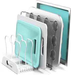 Simple  7 Compartments Adjustable Pan Organizer, White