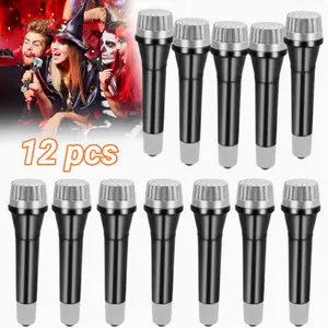 12pcs Plastic Microphone Prop Set, Plastic Microphones for Karaoke, Stage Costumes, Birthday Party Favors & Photobooth Props, Ideal for Party Events & Photography Props