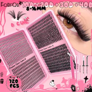 Natural False Eyelashes False Lash Extension Lash Book Set with Glue Tweezers and Brush, 720pcs/320pcs, Perfect for Halloween & Christmas Gifts