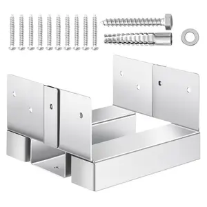 fathersdaygift VEVOR 6x6 Post Base 10 Pcs, Inner Size 5.49x5.57inch/139.5x141.5mm Concrete Post Anchor, Heavy-Duty Zinc-Plated Carbon Steel Posts Brackets with 1 Inch Standoff Elevation, for Concrete Pergolas Patio