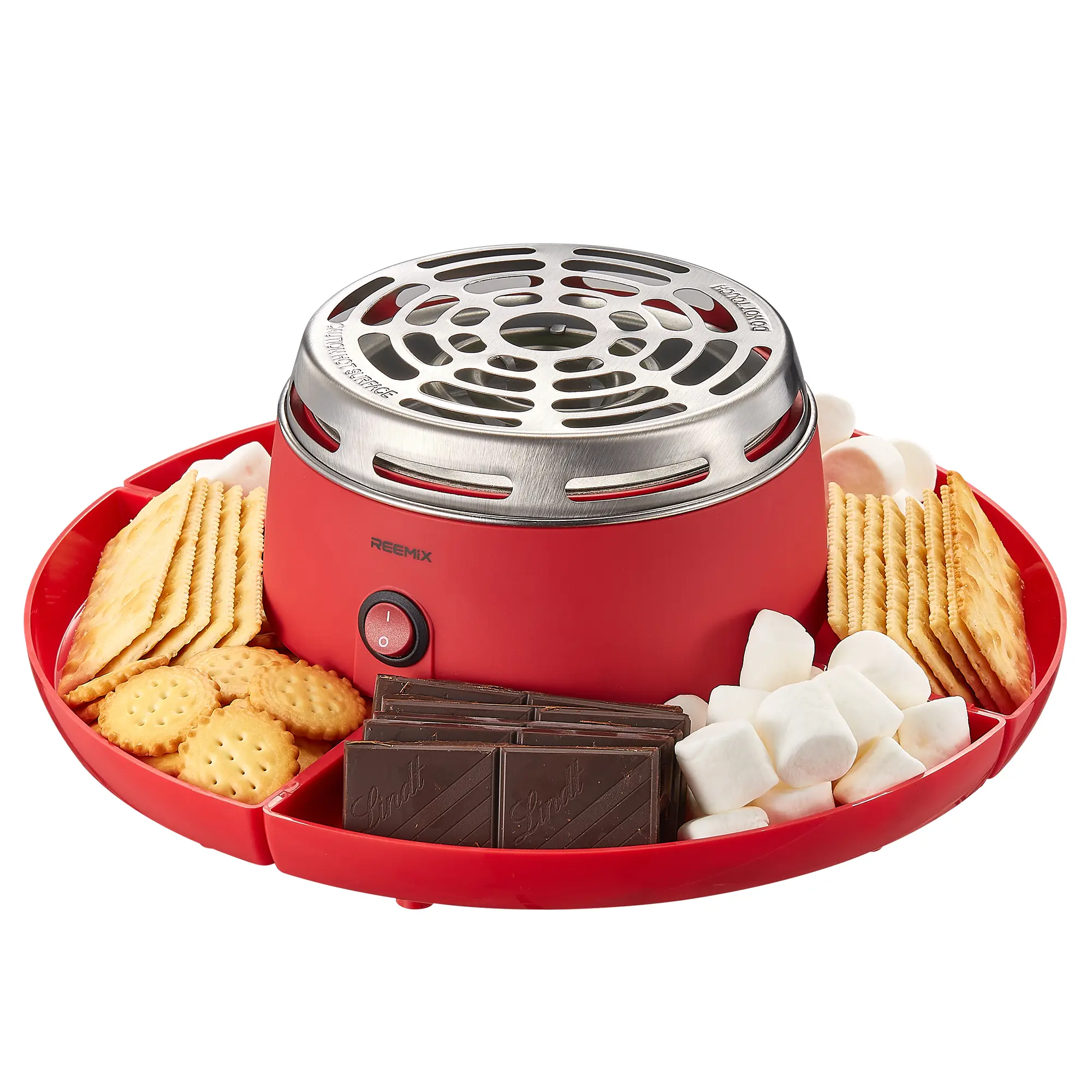 Reemix Tabletop Indoor Flameless Electric S'mores Maker Marshmallow Roaster with 4 Detachable Trays, 6 Roasting Forks for Family Date Night Activities