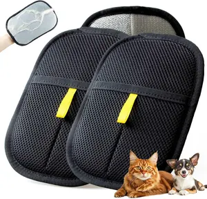 Thickened Pet Hair Removal Glove - Electrostatic Cat Dog Hair Remover Glove, Reusable Magic Brush Pet Hair Remover Tool for Couch, Carpet, and Car Seat (Black – 2-Pack)