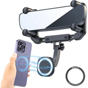 MG-15  Rear View Mirror Phone Holder for  [Big Rear Mirrors Friendly],Magsafe Hands Free 360 Rotating   Cell Phone Mount Fit for  16/1514/13/12 Series