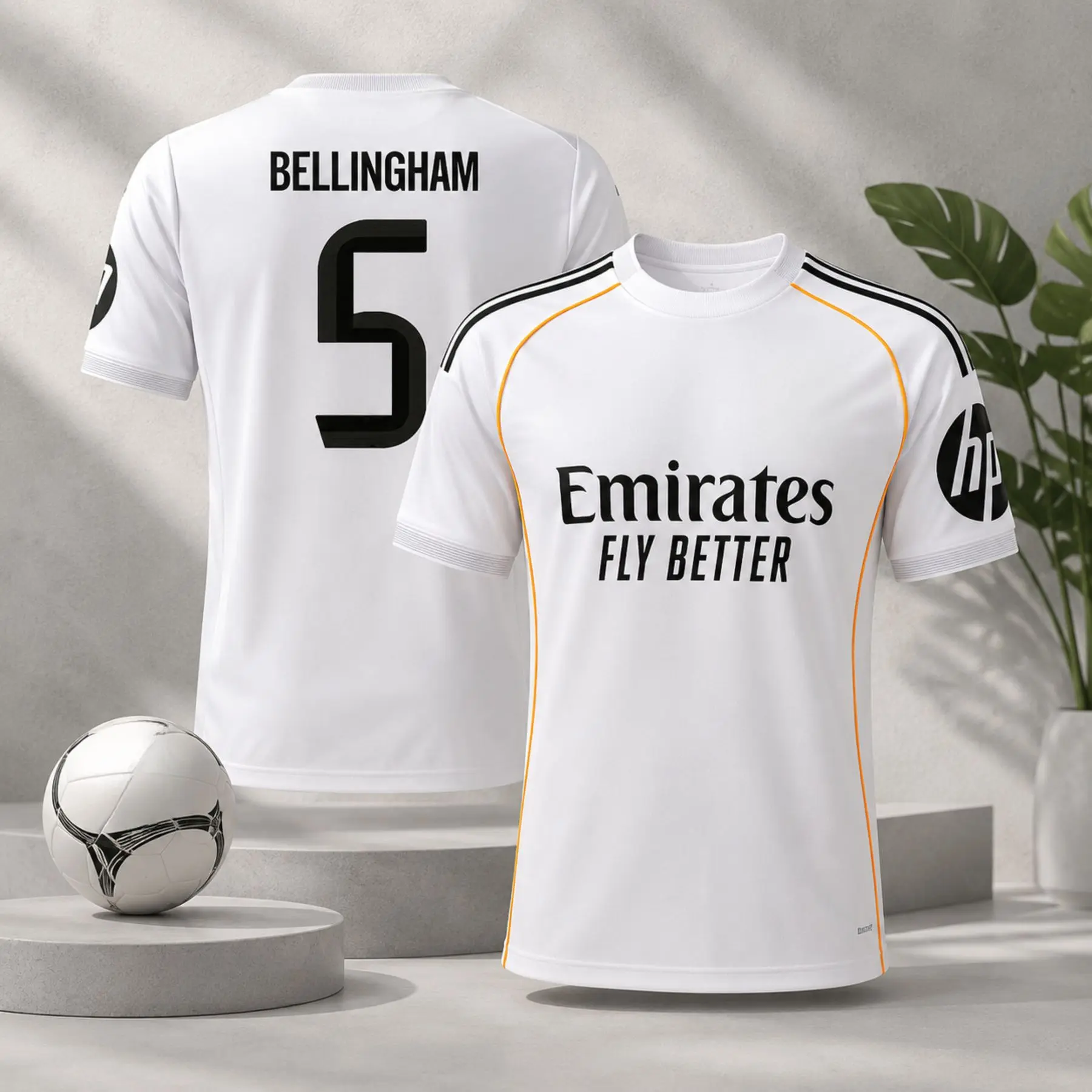 Unisex Bellingham #5 Jersey 2025/26, Men's White Soccer Jersey, Game Day Sportswear