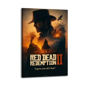 Red Dead Redemption 2 Poster, RDR Posters, Video Game Poster， game poster, collectible gift, game enthusiast poster, player poster, suitable for bedroomliving roomgame room（New Product Launch）