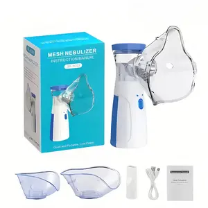 NXCUI Portable Mesh Nebulizer, Handheld Quiet Ultrasonic Machine for Adults & Kids with 2 Masks, Mouthpiece, USB/Battery Powered for Home & Travel Use