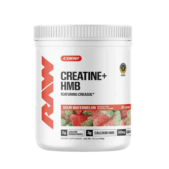 RAW Nutrition Creatine + HMB Powder | 5g Creatine Monohydrate + Recovery Support | 30 Servings