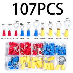 22-16/16-14/12-10 Gauge Mixed Quick Disconnect Electrical Insulated M4/5/6/8 Ring Crimp Terminals Connectors Assortment Kit Wire Cable Assorted Kit Splice