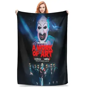 Pennywise & IT Horror Movie Themed Printed Flannel Blanket - Soft and Comfortable for All Seasons, Suitable for Sofa Bed, Office, Travel