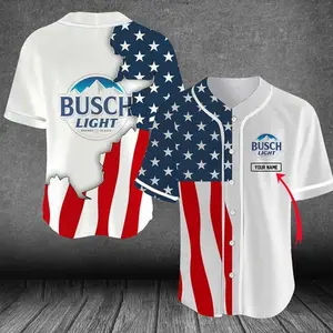 Personalized US Flag Busch Light Baseball Jersey Baseball Jersey Shirt Couple Jersey Gift For Him Gift For Her
