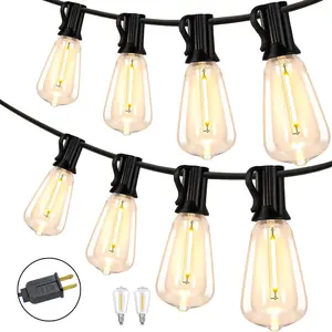 Outdoor String Lights ST38 for Patio Waterproof Connectable LED Bulbs Energy-saving UL Listed Warm White Ambiance Lighting Led Backlit Led Lighted