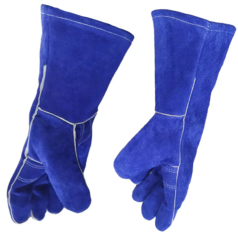 13.2-in 100% Genuine Leather Forged Welding Gloves, Black & Gray, 932°F Heat-Resistant Fireproof, for Welding (TIG/MIG), Fireplace, General Heat Protection Tools & Hardware Accessories, 100% Leather