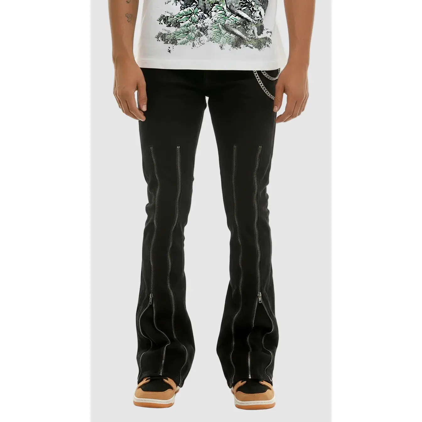 Zipper Skinny Flare Jeans