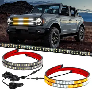 4WDKING Grill Strobe Lights Strip 2PCS 31 Inch Amber White 360 LED Emergency Flashing Warning Caution Safety Lights for Tailgate Rear Window Truck Construction car Pickup Snow Plow