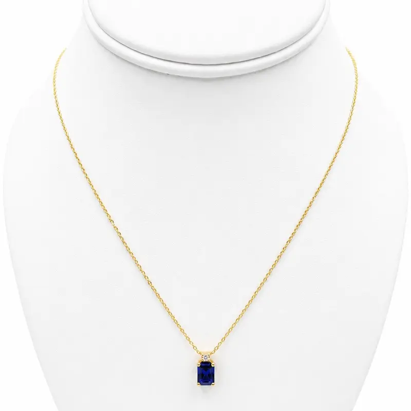 Oro 18k Cadena Zirconia Azul Italiana, 40cm