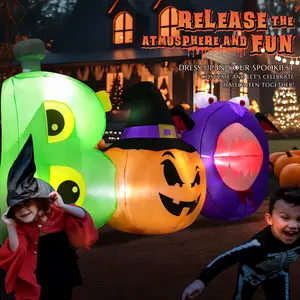 8FT Halloween Inflatable Outdoor Decorations: Boo Inflatable with Scary Pumpkin Monster, Built-in LED Lights for Outside Lawn Holiday Decor Magical Set