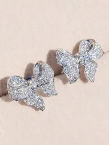 Elegant Zircon Butterfly Knot Earrings, Simple Yet Stylish Design, Perfect Gift for Women, Ideal for Daily Wear & Parties, Artificial Zircon Earrings