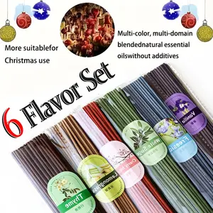 Elegant Bamboo Incense Stick Set, 146/297/606/1193 PCS Incense Sticks, 25.5cm Long, Vanilla, Lily, Sage, Cherry Blossom, Lemongrass, Musk，Long-lasting fragrance, suitable for home, office, yoga, meditation