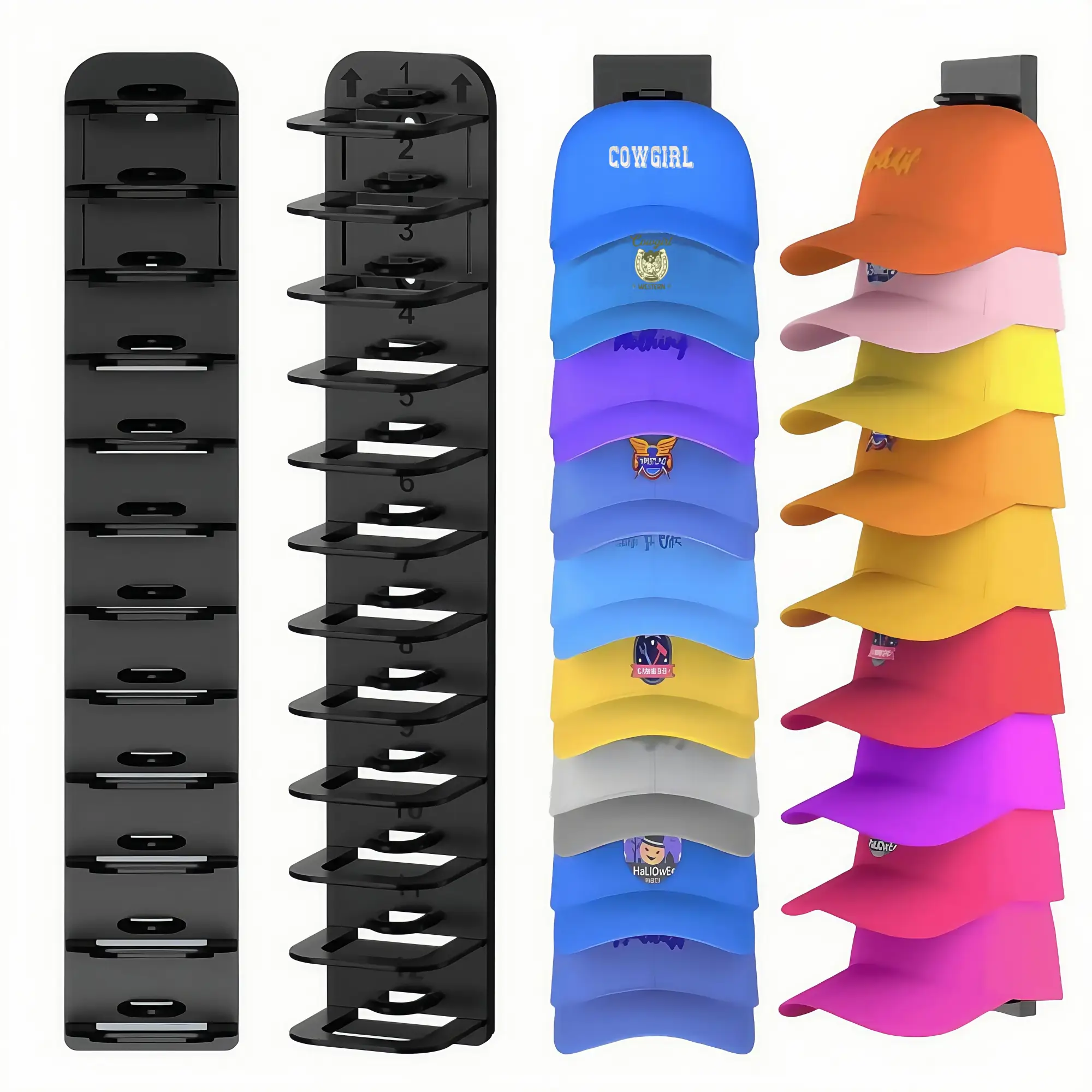 2-Pack Extra Large Baseball Hat Organizer – Wall/Over-Door Rack Holds 24 Hats – No-Drill Adhesive – Gift for Dad & Men Halloween Gifts