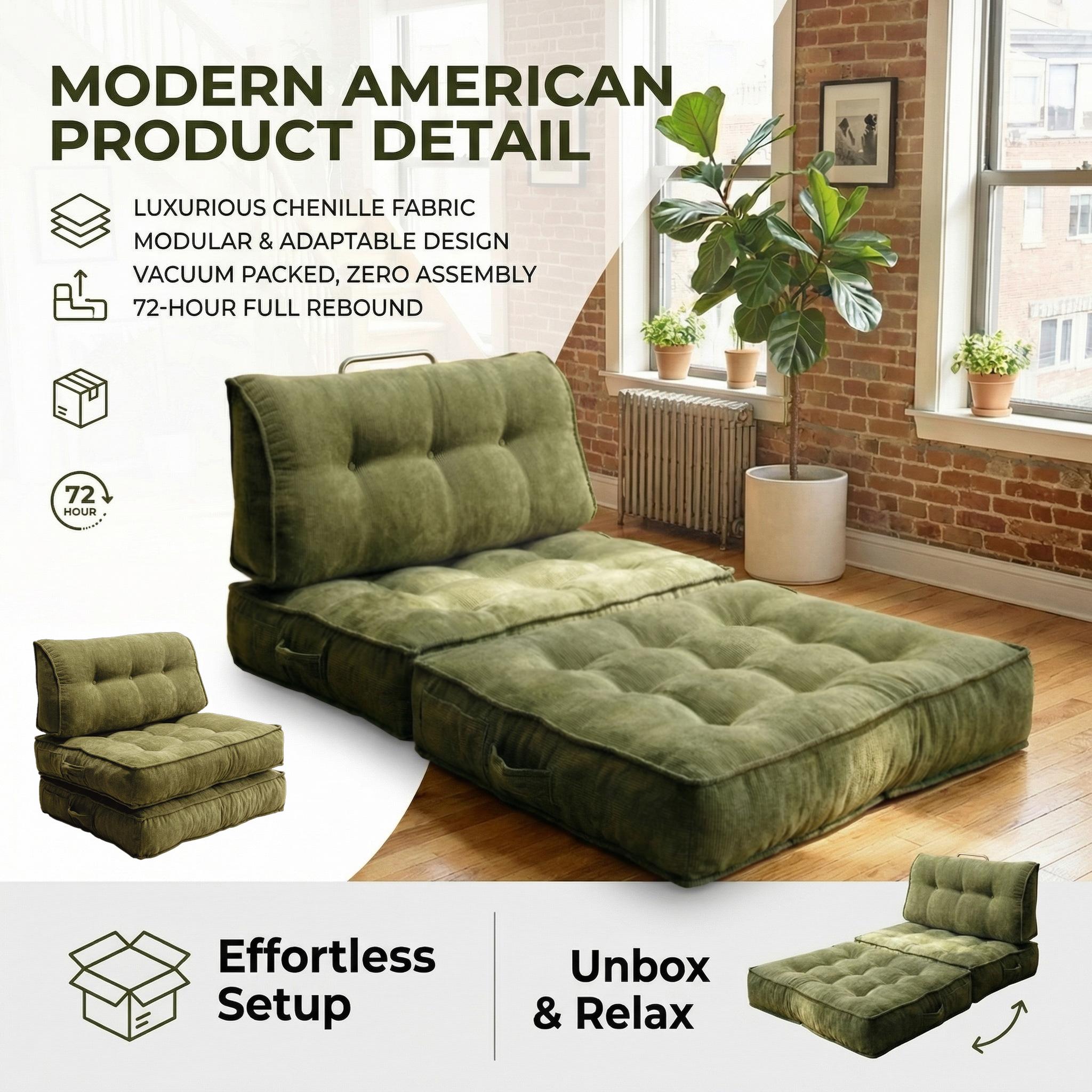 2-in-1 convertible sofa bed, foldable design, modern soft and comfortable corduroy fabric high-density memory sponge filling, small living room, bedroom, and lounge sofa