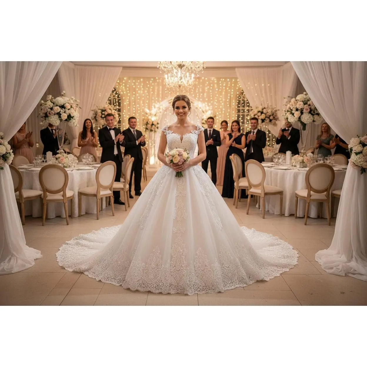 White Vintage Lace Wedding Dress