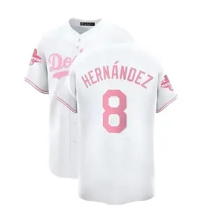 Hernández #8 Pink Baseball Jersey, White Pastel Limited Fan Shirt, Summer Cosplay Outfit, Gift for Her & Sporty Retro Baseball Lovers