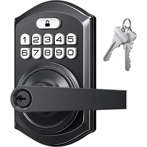 TE004 Keyless Entry Keypad Door Lock with Handle -  Digital  Lock for Interior Door with Anti-Peeping, Auto Lock & Passage Mode - Easy Installation - Matte Black