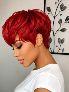 Short Pixie Cut Wigs for Women, Human Hair Short Bob Wigs with Bangs, Wavy Hairstyle, Perfect for Daily Wear, True Scalp Wig