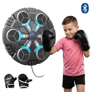 Harkapy Bluetooth Music Boxing Machine Wall Mounted LED Punch Trainer with Gloves for Kids Teens Home Gym Fitness Interactive Workout 3 Modes High-Density Cushioning