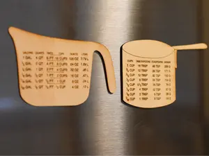 Kitchen Measurement Conversion Chart Magnet Set for Dry and Wet Ingredients in Wood - High-Quality Magnetic Measuring Utensils for Cooking and Baking