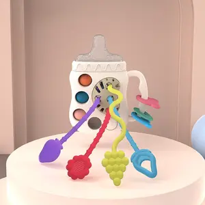 Baby Straw Cup with Teething Toys, 2-in-1 Training Sippy Cup with Detachable Straw & Teether, Developmental Drinking Cup for Infants  Sip