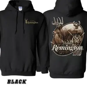 Remington Hunting Hoodie – Authentic Deer Buck Graphic Sweatshirt, Outdoor Camo Pullover, Remington 1816 Established Hunting Apparel for Men & Women - KitchenEra