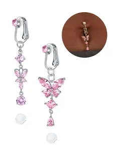 Butterfly Design Belly Button Rings, Cute Fake Belly Piercing Jewelry for Women & Girls, Fashion Jewelry for Party, Daily Clothing Decor, for Birthday Gift