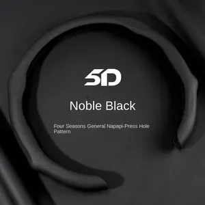 Noble Black Leather Steering Wheel Cover 2025 Quick Turn Non-Slip Breathable Ultra-Thin for All Seasons General Fit with Alcantara Finish