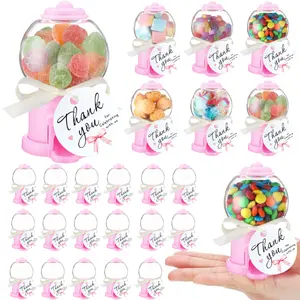 12/24 Pcs Mini Gumball Dispensers – Candy storage boxes with thank-you stickers and bows. Perfect for baby showers, birthday parties, and as thank-you gifts for guests. Organiser