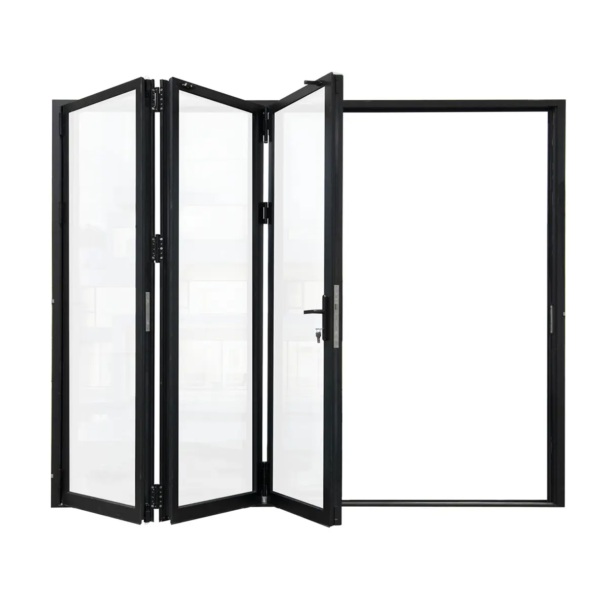 108 in. x 80 in. Matte Black Right to Left Out-Swing Thermal Break Aluminum Folding Patio Door with Locks